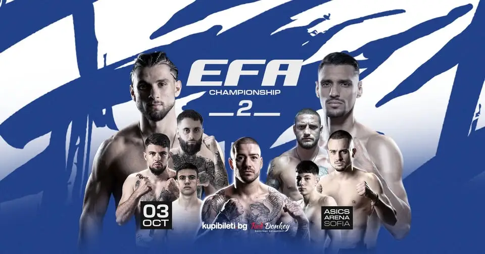 ELITE FIGHTING ARENA 2 в Asics Arena, София – международна бойна гала с двубои по кикбокс и муай тай и участие на водещи български и чуждестранни състезатели.